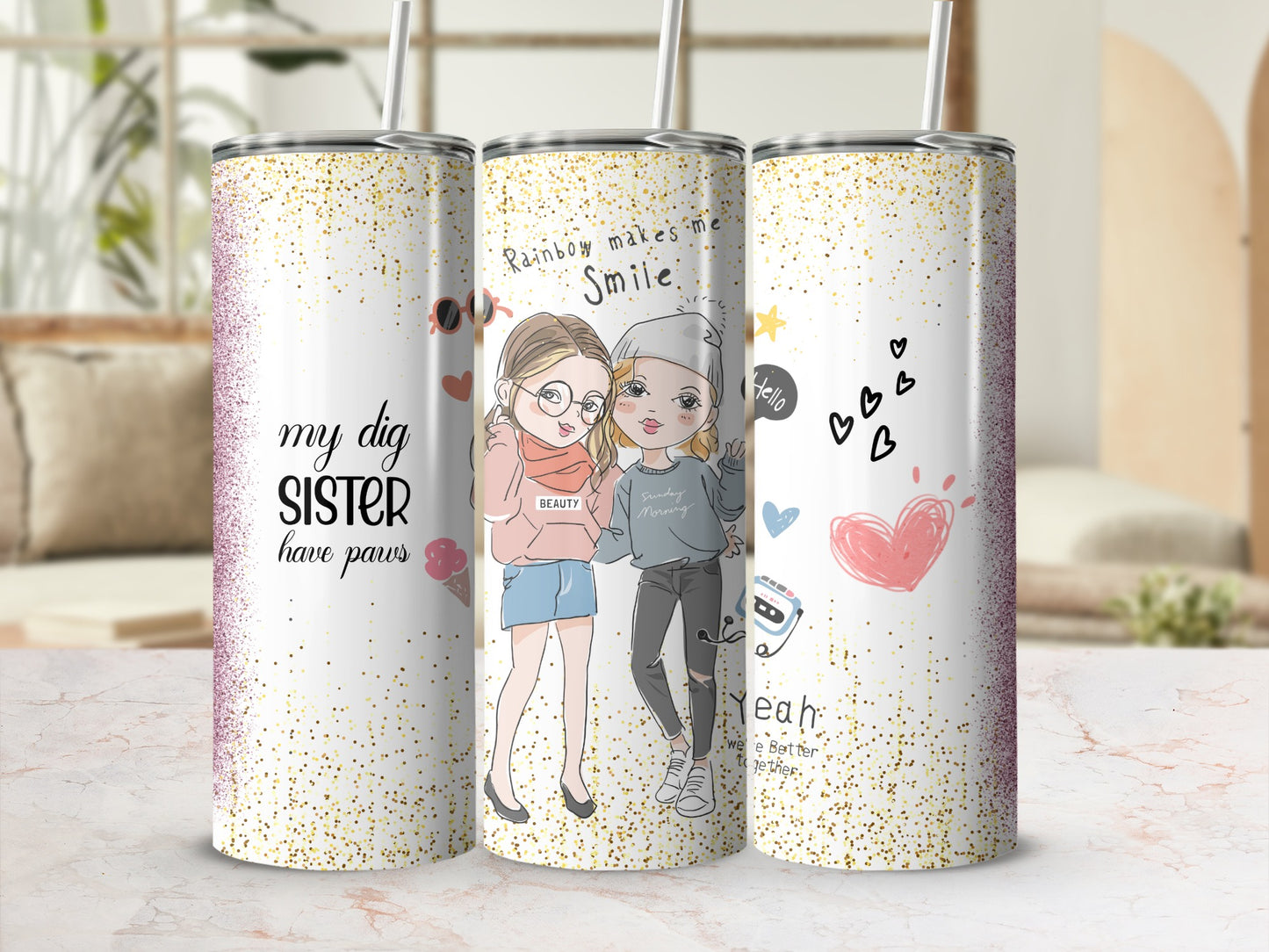 Custom Fashionable Tall Glittery Tumbler