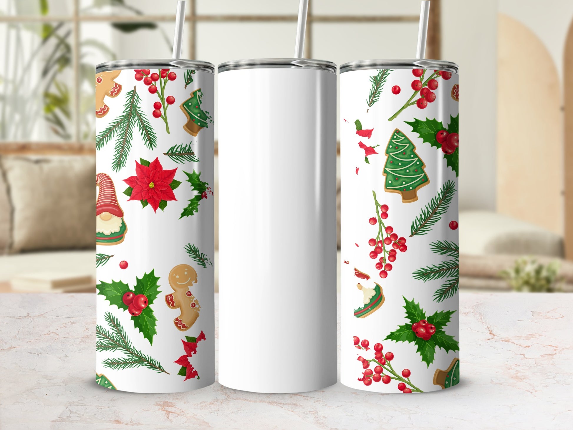 Festive Holiday Pattern Drinkware Tumbler Cup
