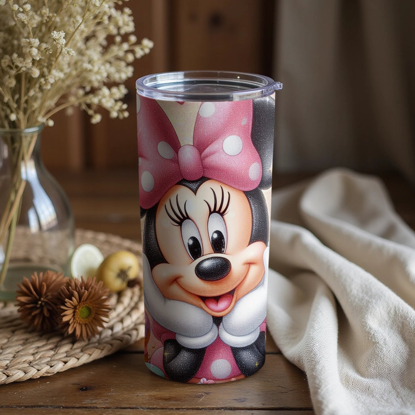 Adorable Minnie Mouse with Pink Bow Tumbler