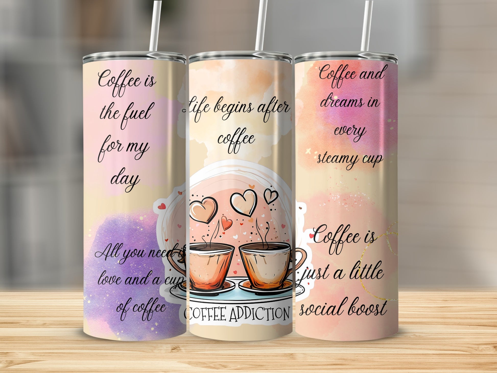 Coffee Addiction Quotes Tumbler 20oz Straight Cup