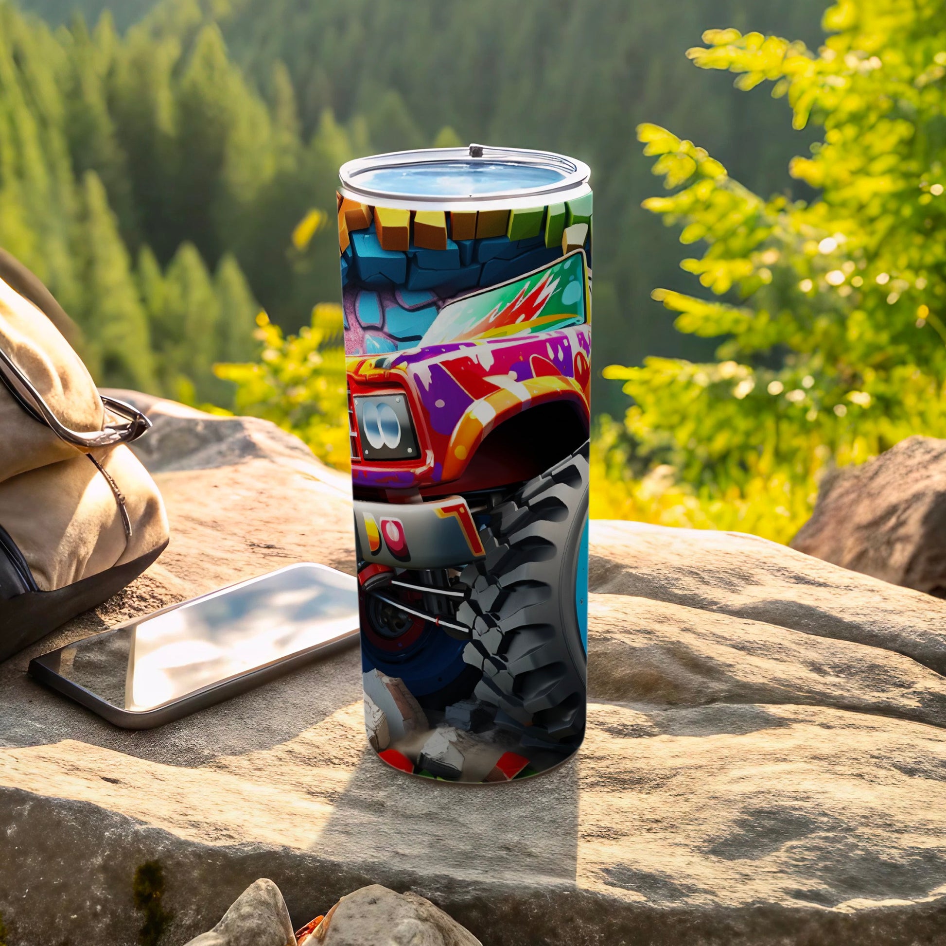 Vibrant Monster Truck Design Stainless Steel Tumbler