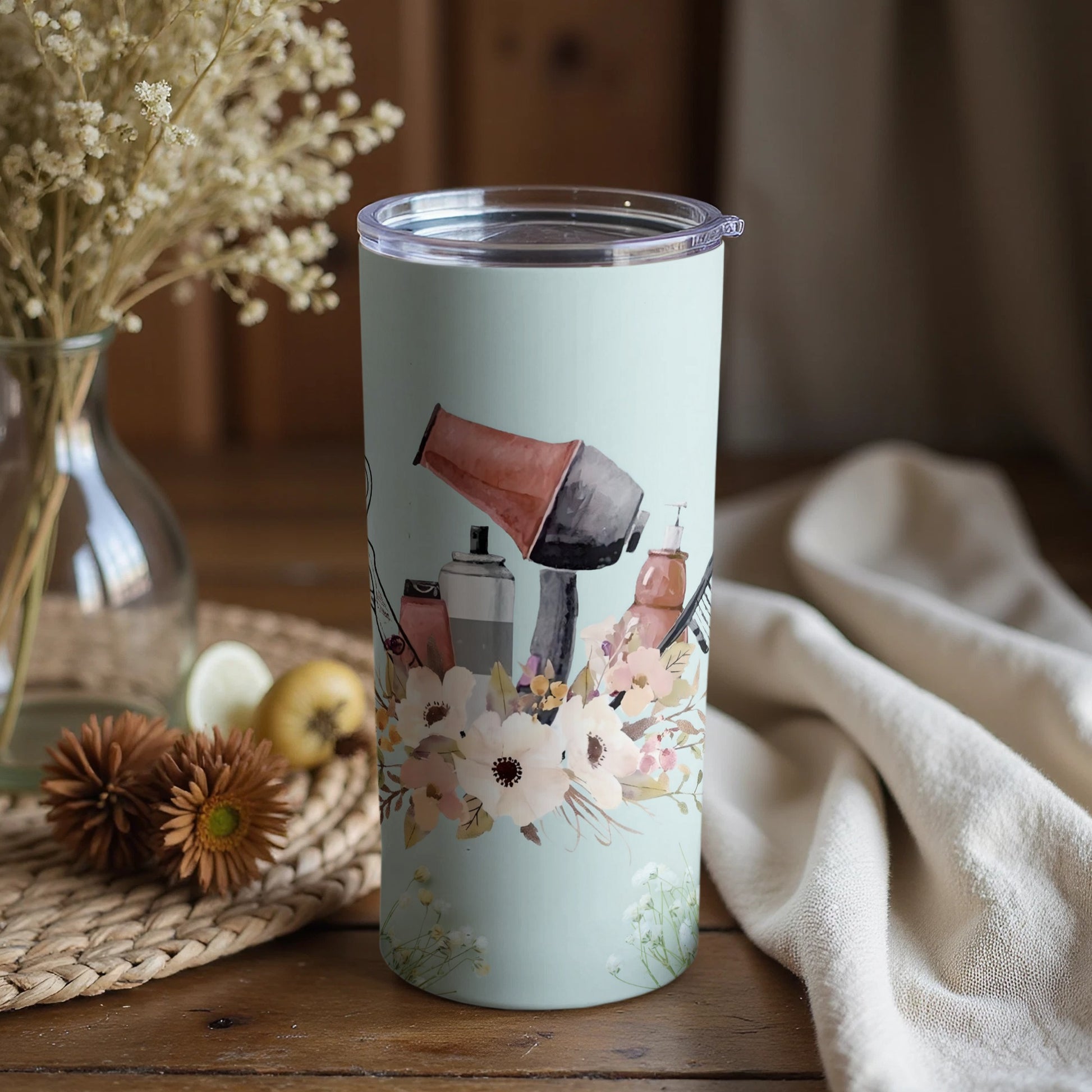 Hair Styling Tools Floral Design Tumbler Cup