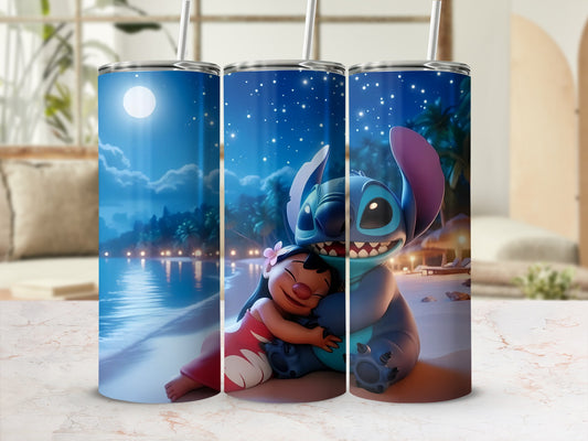Lilo and Stitch Night Beach Scene Tumbler Cup