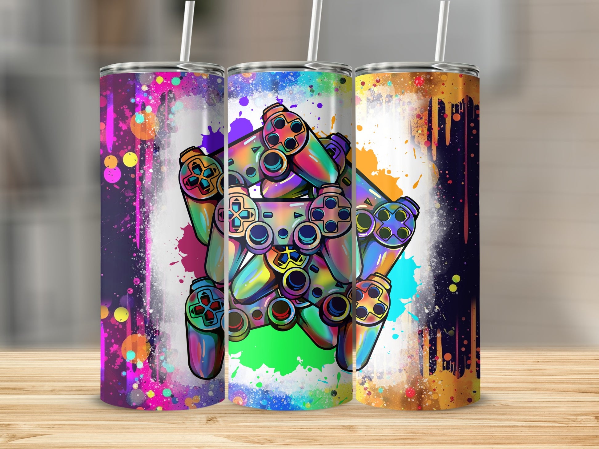 Colorful Gaming Controllers Design Tumbler Cup