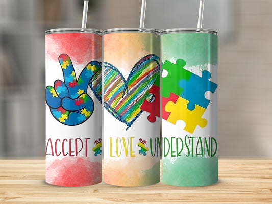Accept Love Understand Puzzle Graphic Tumbler