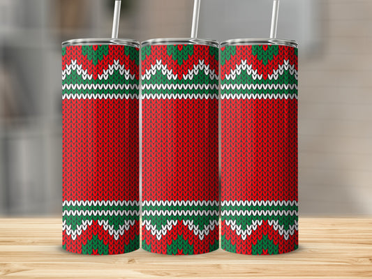 Red Green White Knit Pattern Christmas Tumbler product type