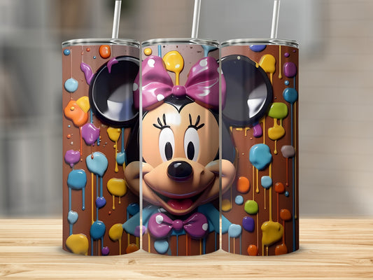 Colorful Minnie Mouse Character Tumbler Cup Design