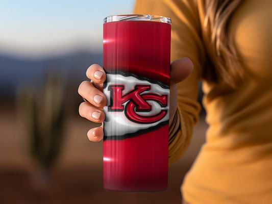 Kansas City Chiefs Glossy Emblem on Red Background Tumblers