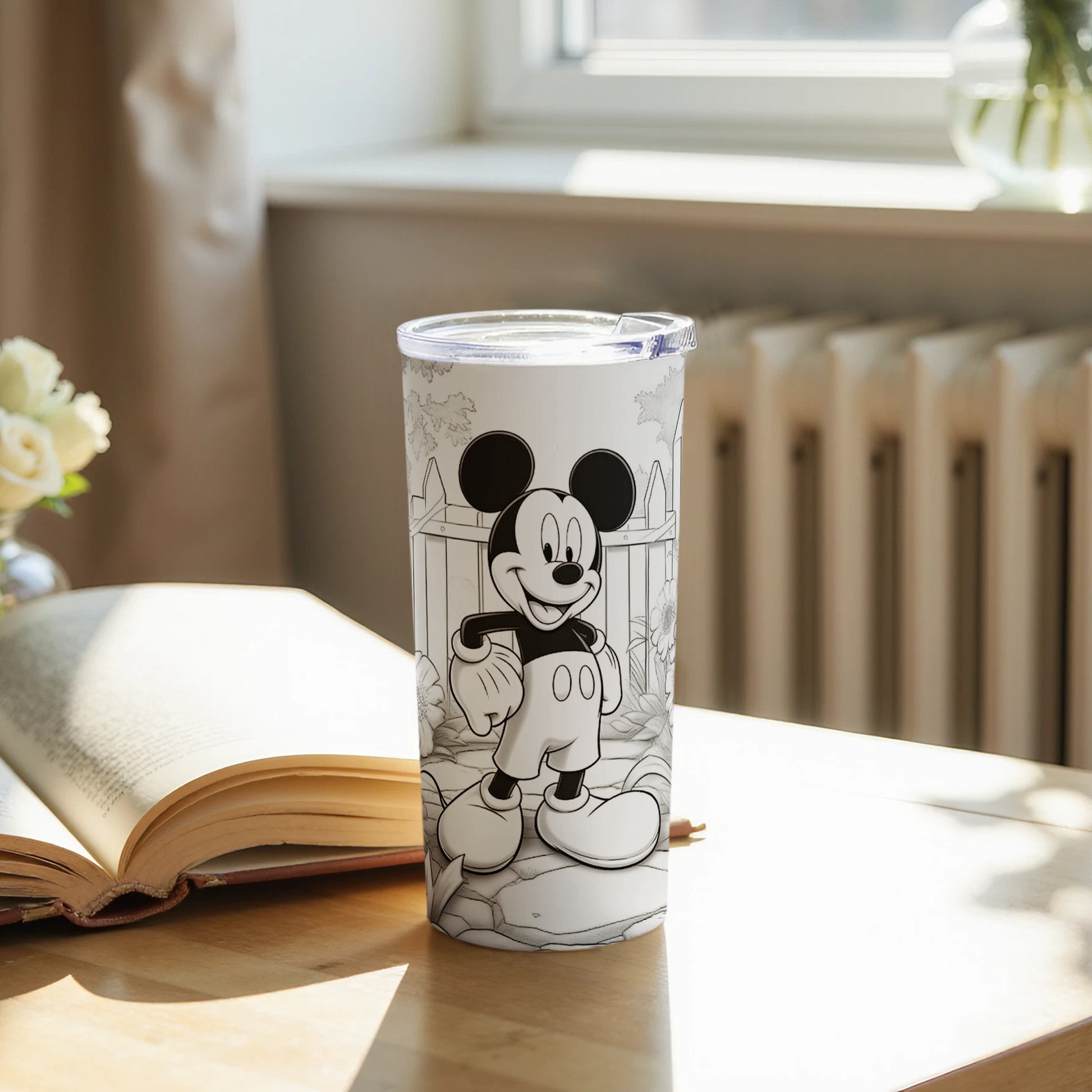 Black and White Mickey Mouse Travel Tumbler