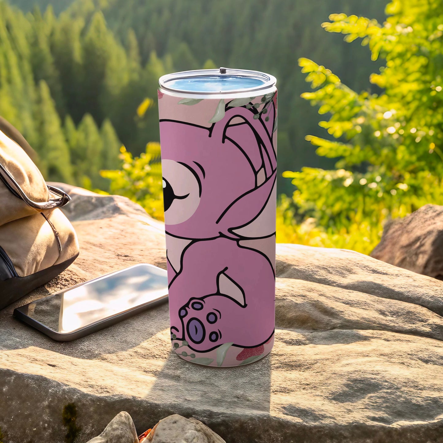 Adorable Pink Cartoon Animal Design Beverage Container