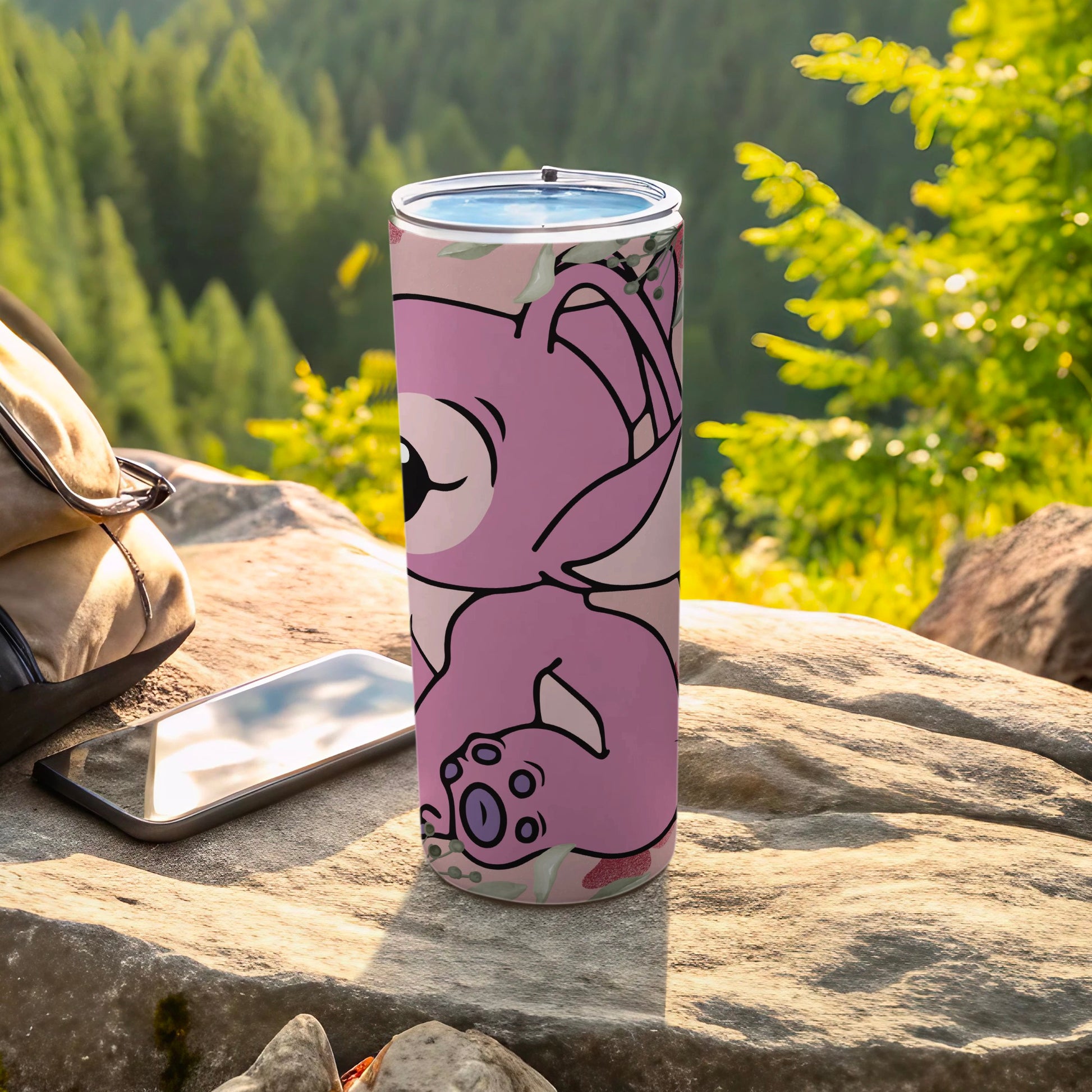 Adorable Pink Cartoon Animal Design Beverage Container