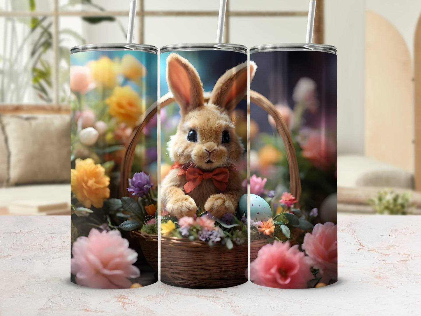 Adorable Easter Bunny Basket Flowers Eggs Tumbler product type
