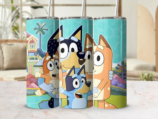 Colorful Cartoon Family Design Insulated Tumbler Set