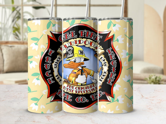 Firefighter Duck Insulated Tumbler Cup with Cute Design