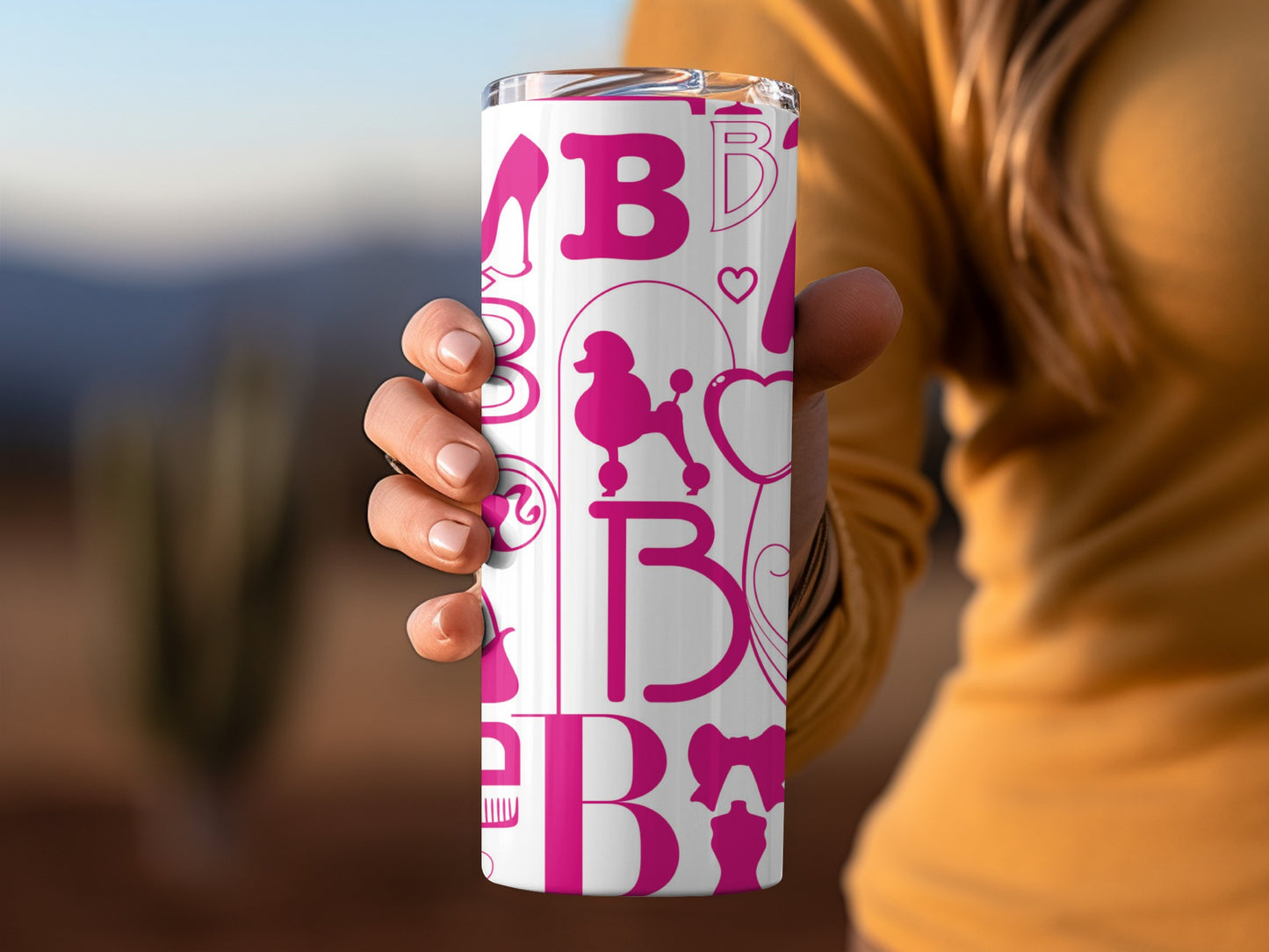 Barbie Themed Letters Charms Accessories Print Tumblers