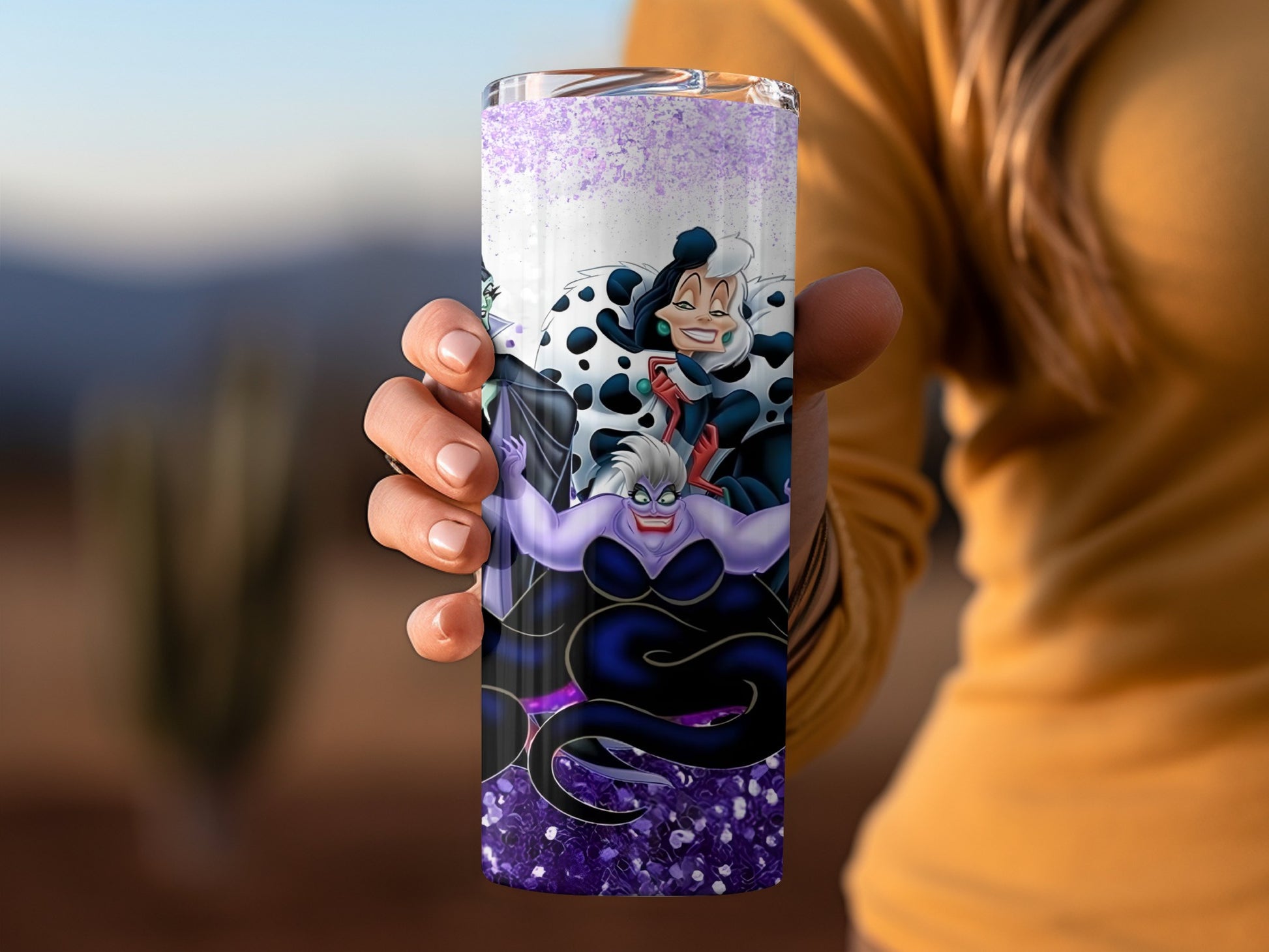 Classic Villains Insulated Tumbler with Glitter Design
