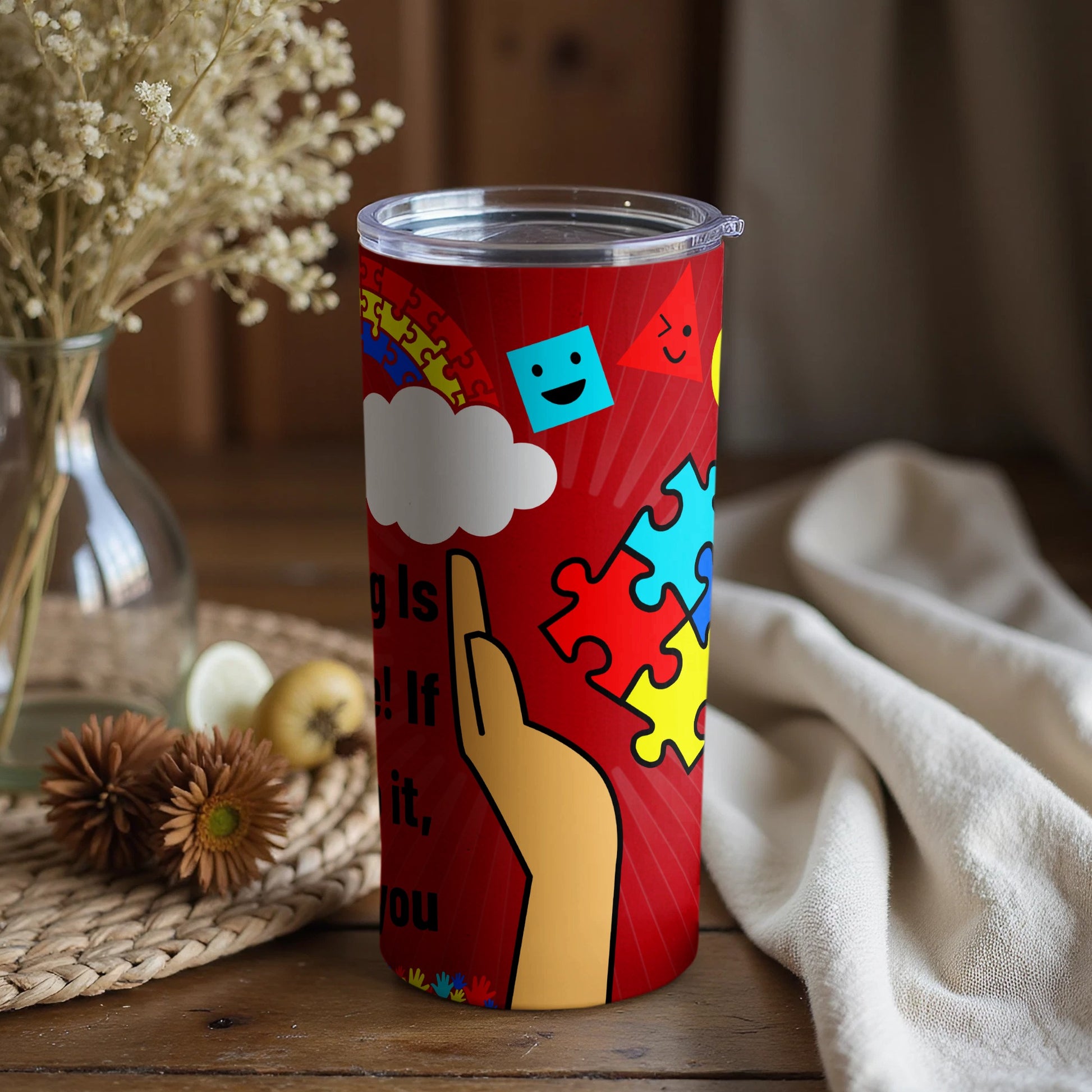 Colorful Puzzle Design Insulated Tumbler Cup