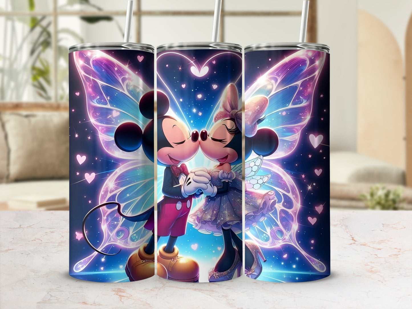 Romantic Mickey and Minnie Fairy Wings Tumbler