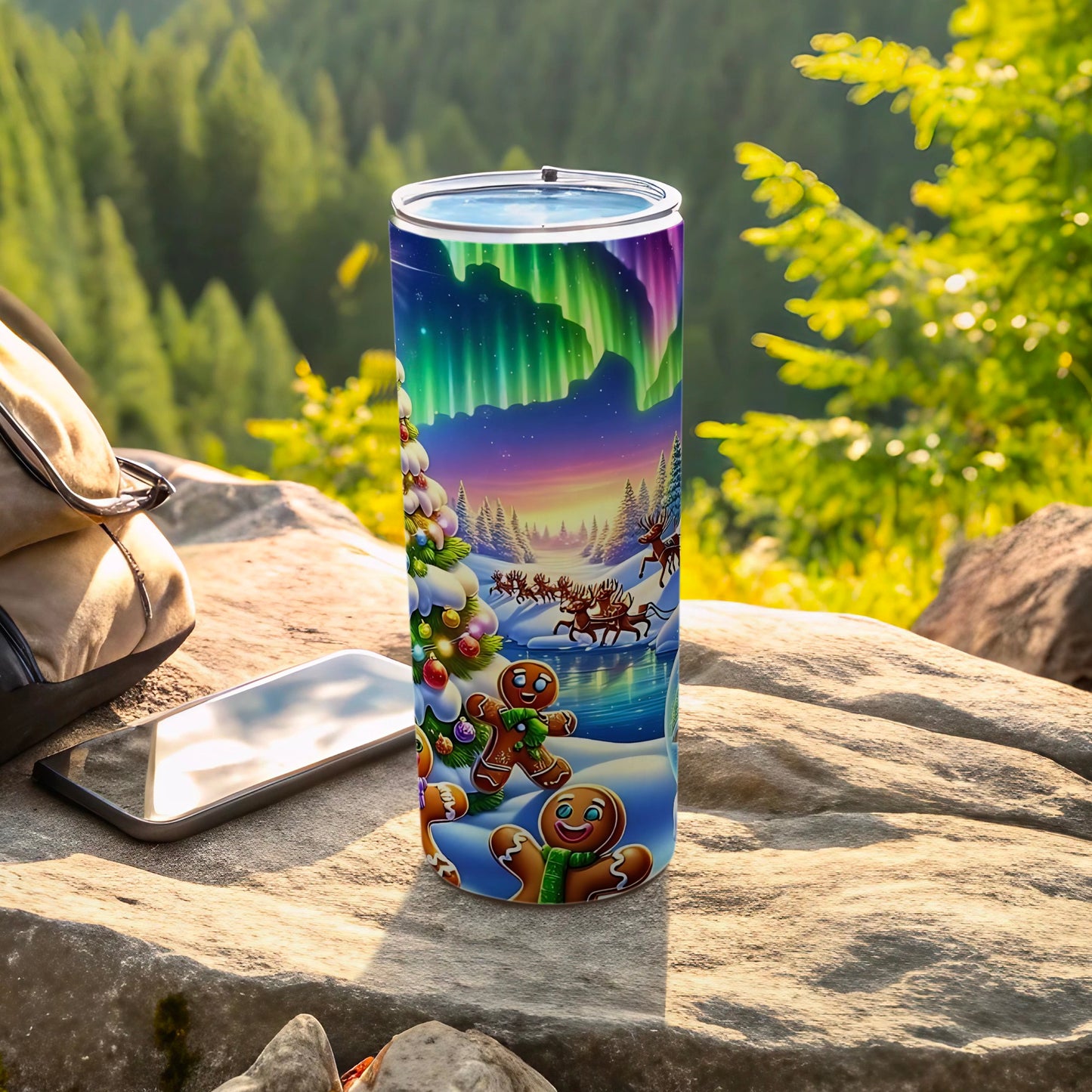 Christmas Gingerbread and Northern Lights Tumbler