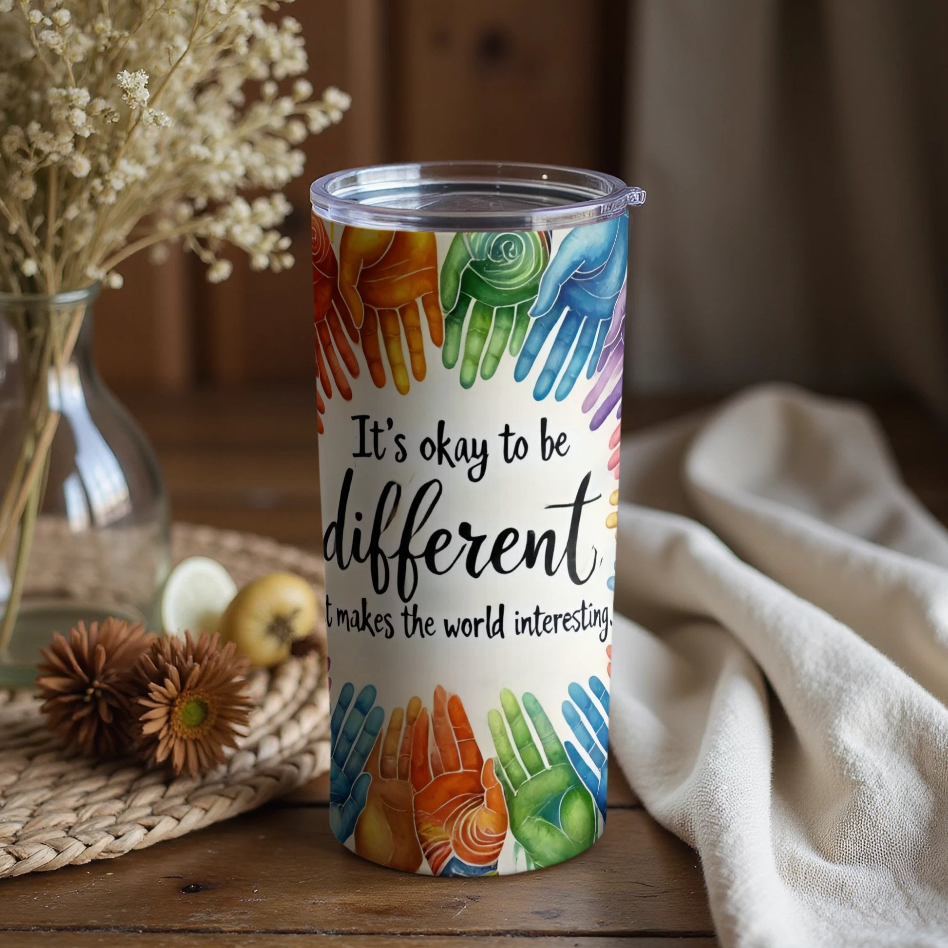 Colorful Inspirational Tumbler It's Okay to Be Different