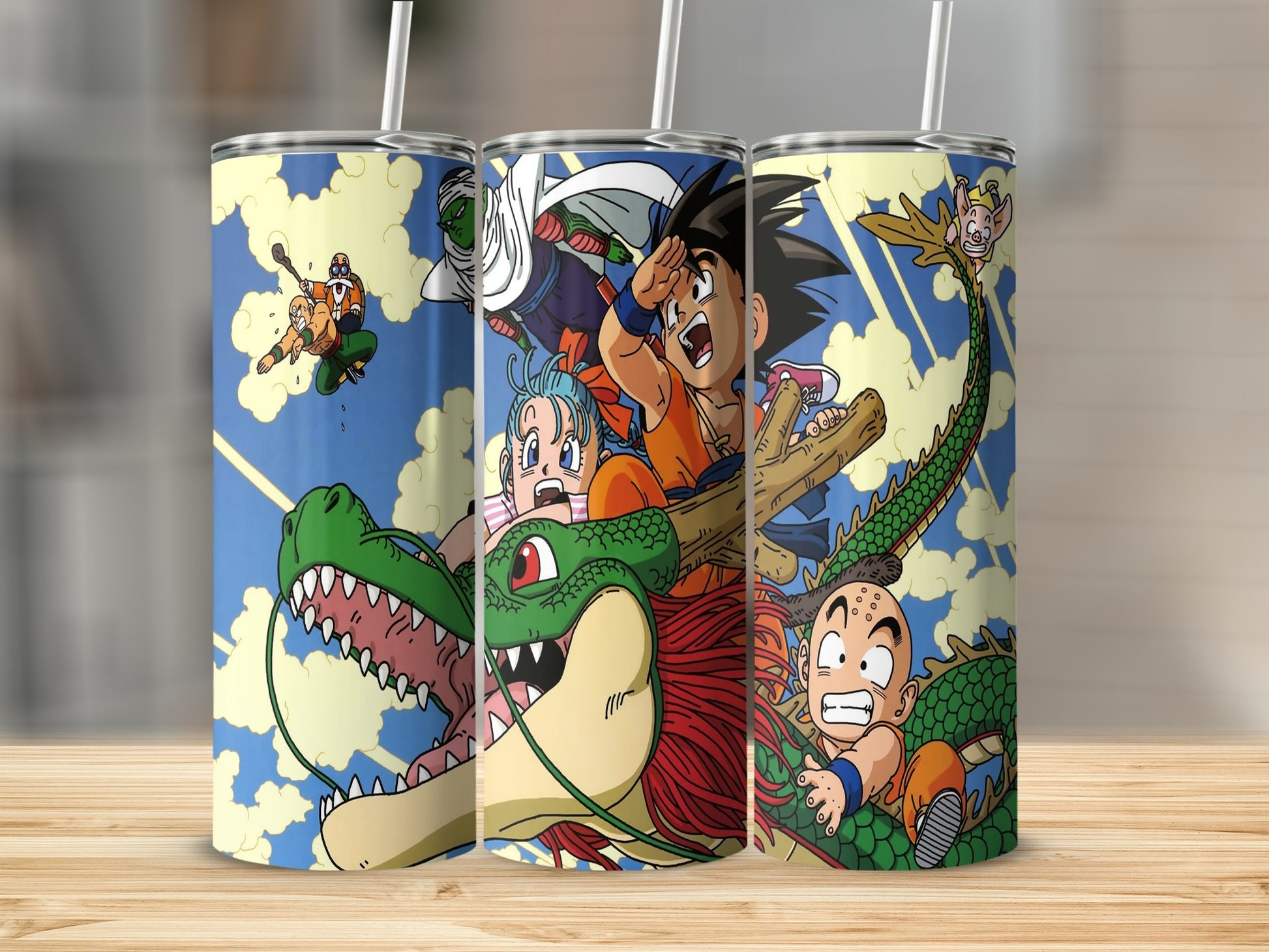 Vibrant Anime Characters and Dragon Tumbler