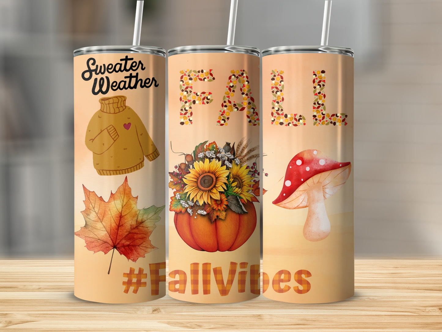 Sweater Weather Fall Vibes Autumn Theme Tumbler