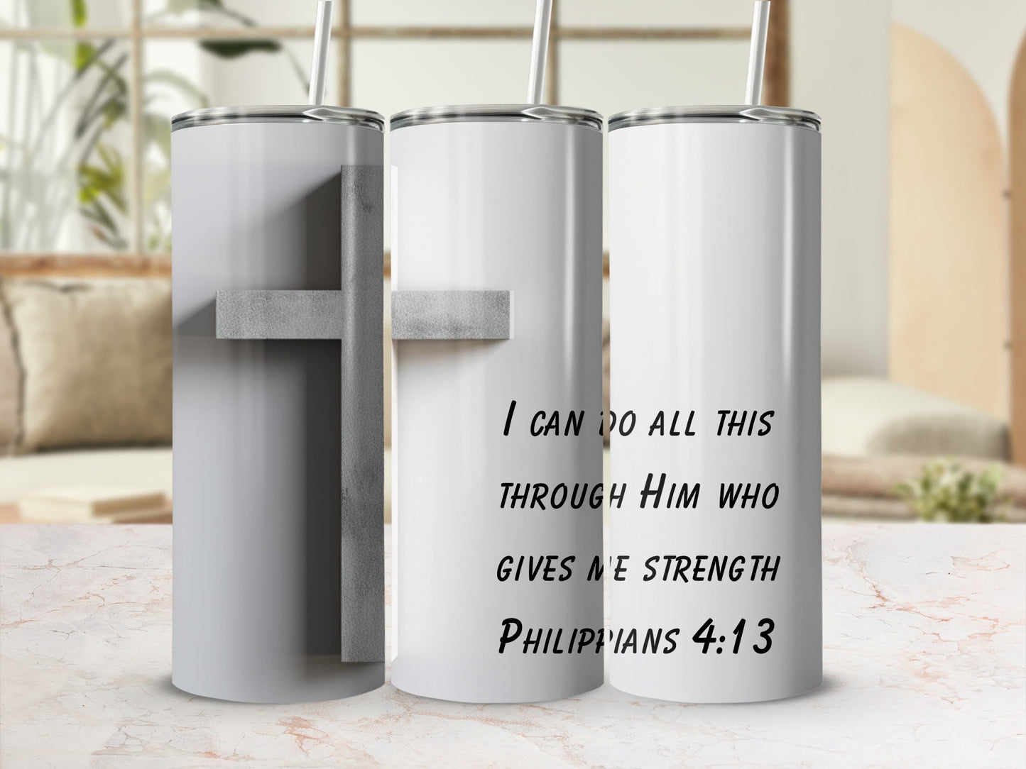 Inspirational Philippians 4:13 Tumbler Drinkware Item