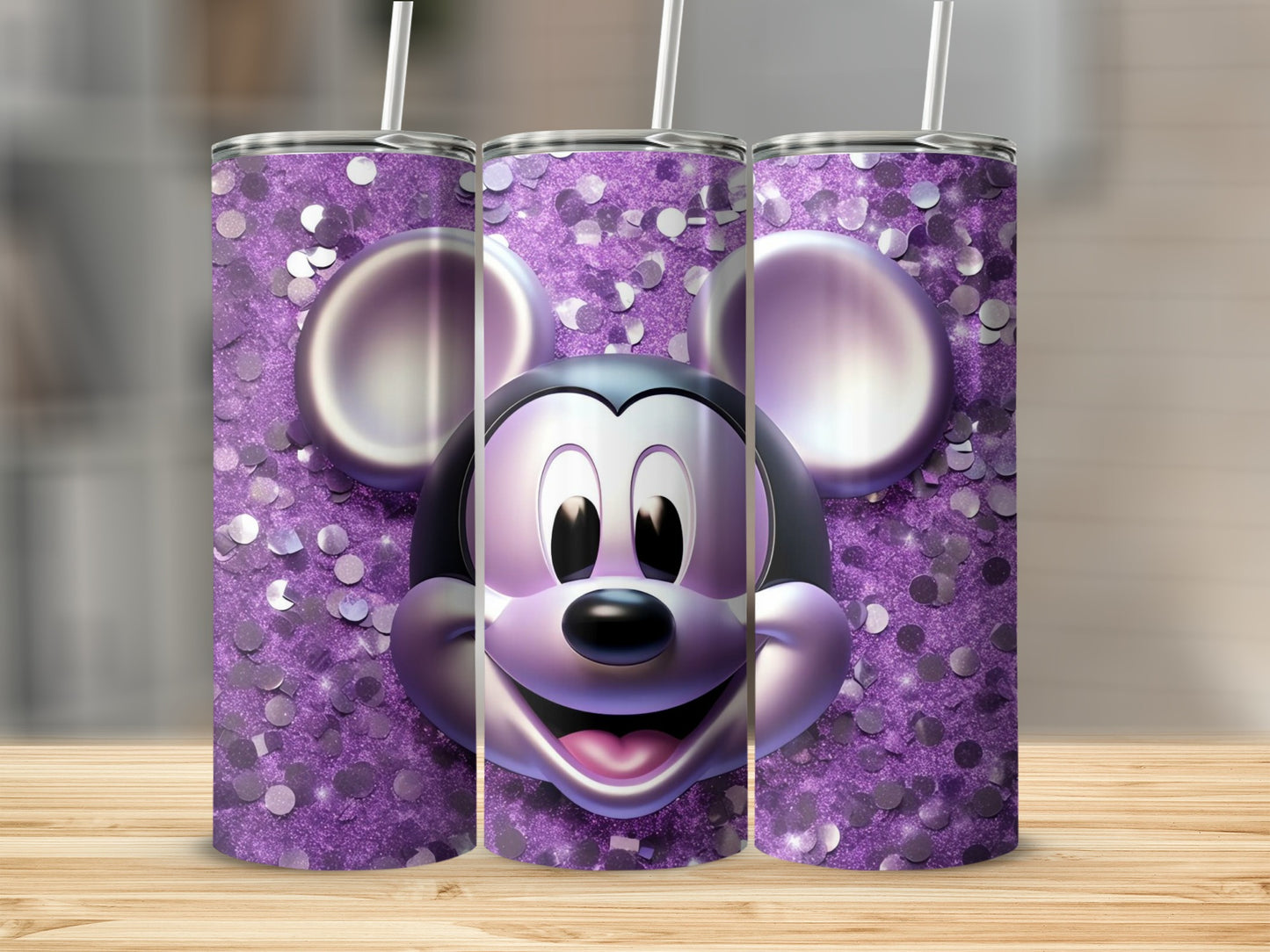 Sparkling Purple Cartoon Character Tumbler