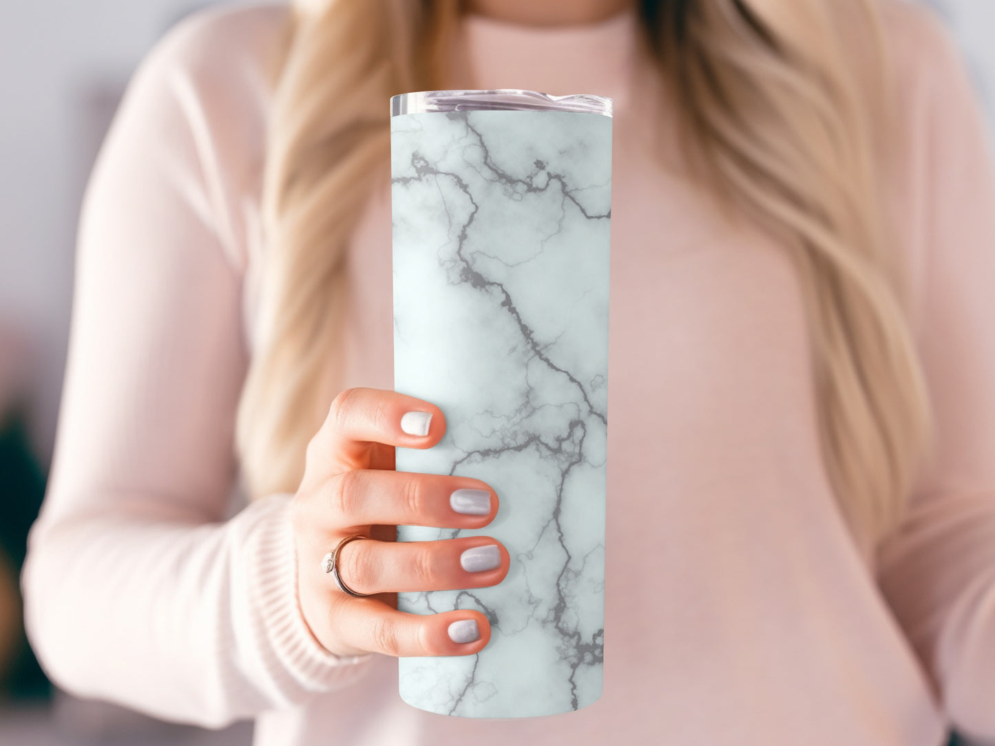 Elegant Gray Veins on Light Background Tumblers