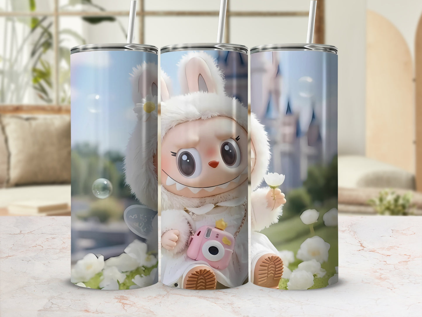 Adorable Bunny Character with Camera Design Tumbler