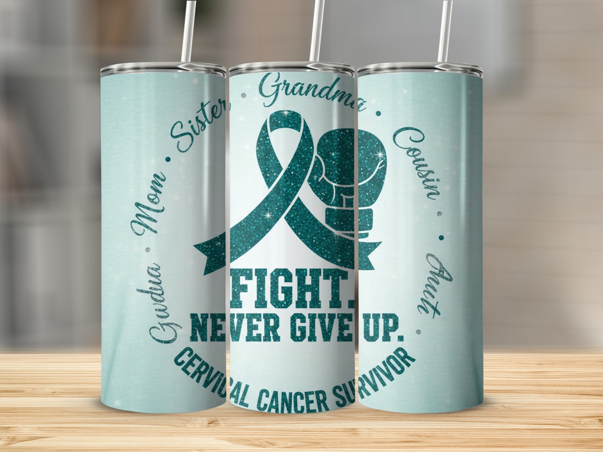 Fight Never Give Up Cervical Cancer Survivor Tumbler