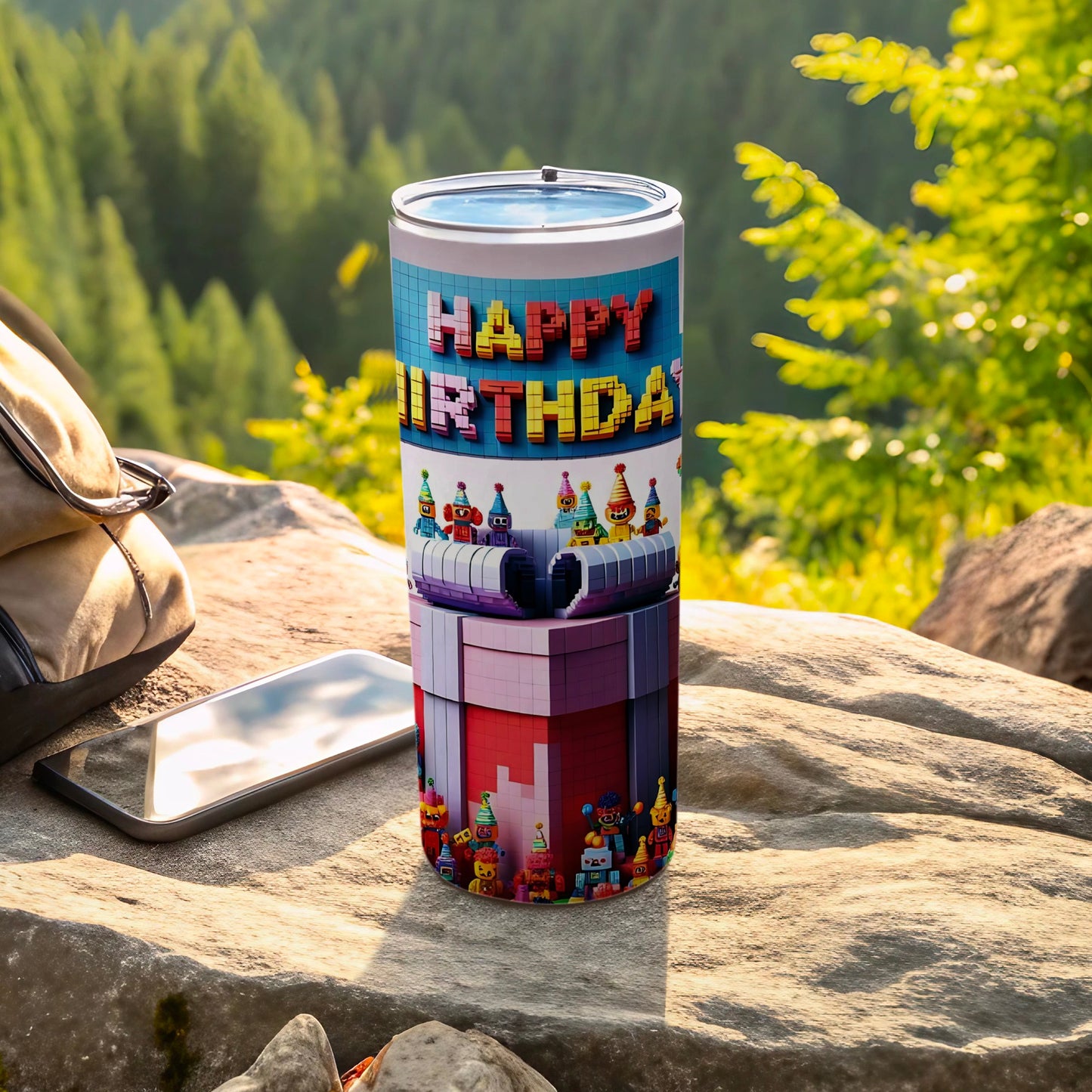 Happy Birthday Lego-Themed Personalized Tumbler
