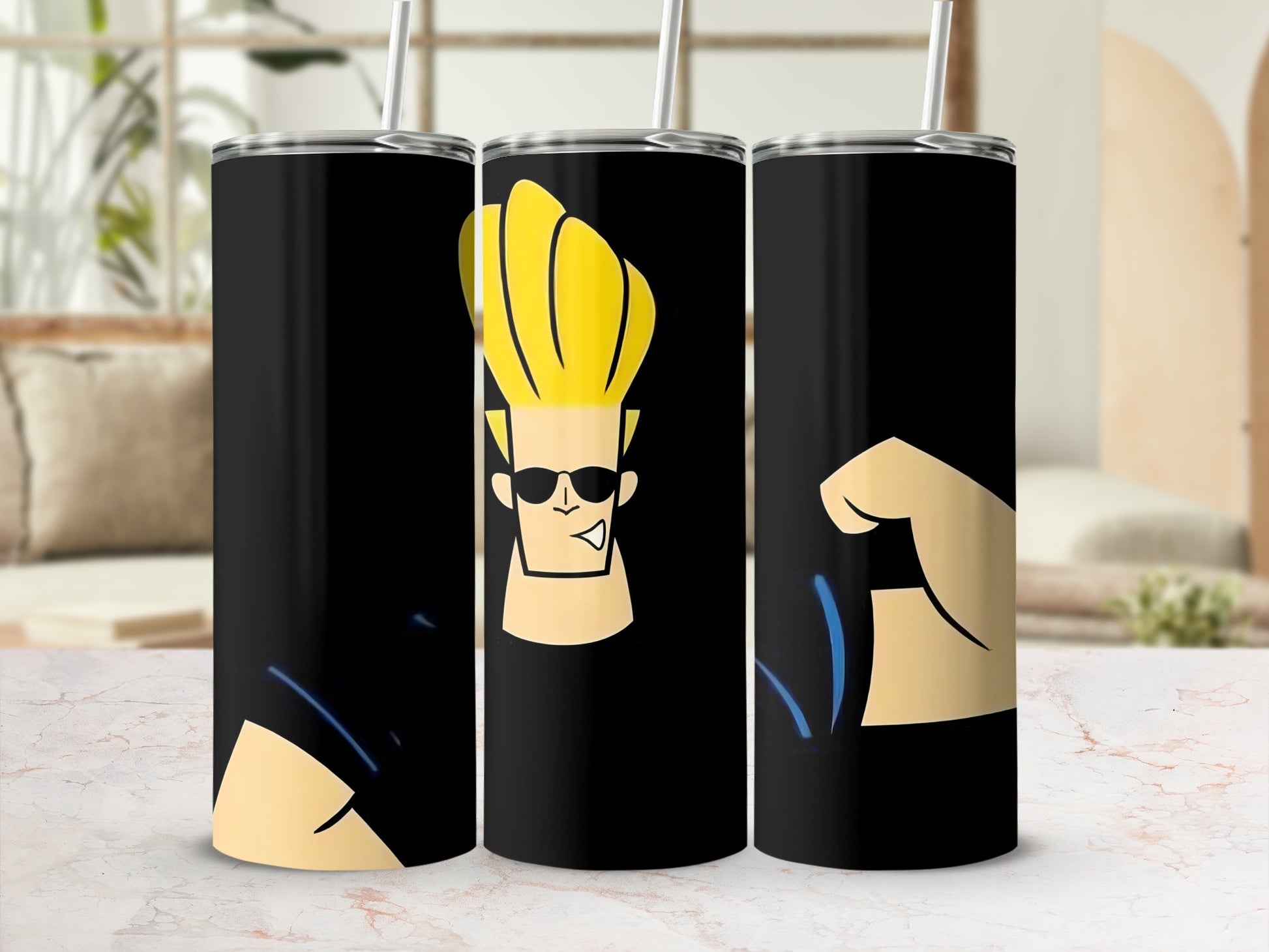 Cool Cartoon Character Black Tumbler Large Flask