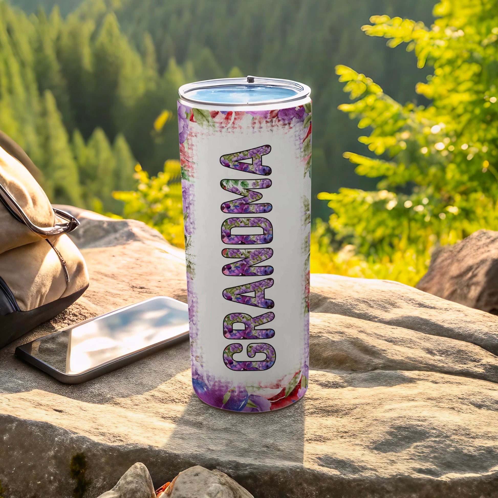 GRANDMA Purple Flowers Insulated Beverage Tumbler product type