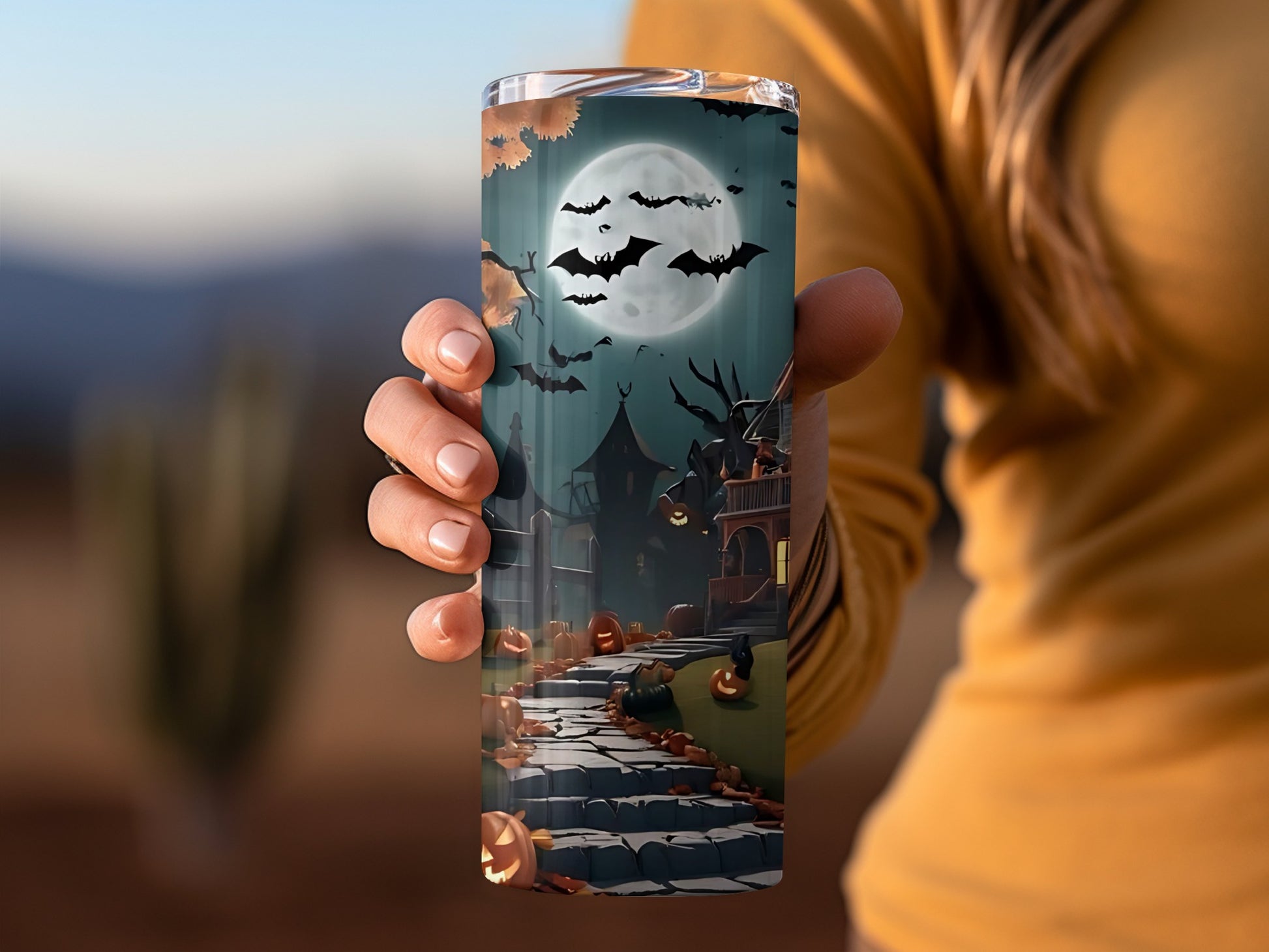 Spooky Haunted House Design Halloween Tumbler