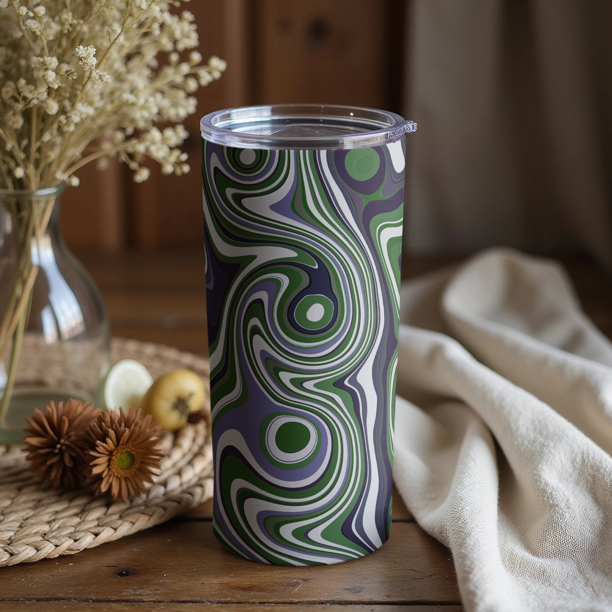 Swirled Green and Purple Insulated Tumbler