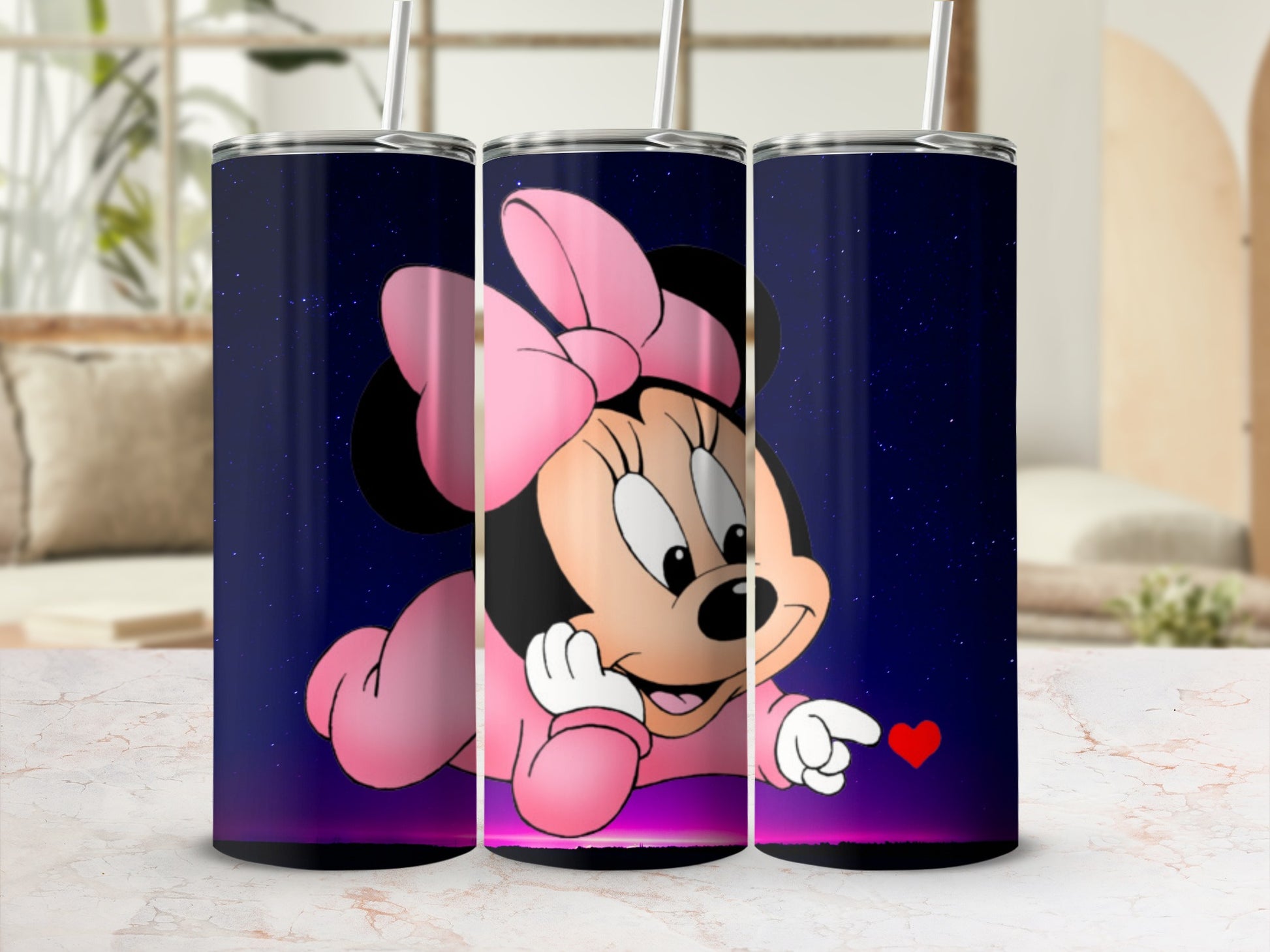 Minnie Mouse Tumbler with Heart Design Stainless Steel