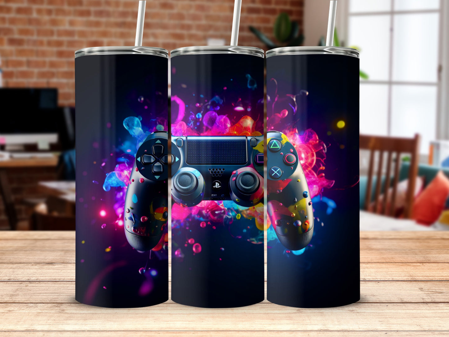 Colorful Gaming Controller Design Tumbler Cups