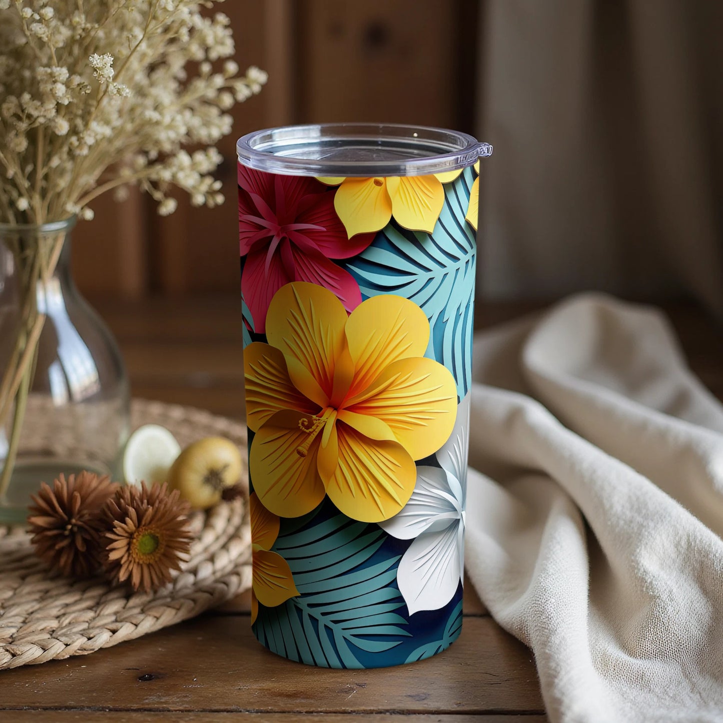 Vibrant Floral Design Reusable Insulated Tumbler