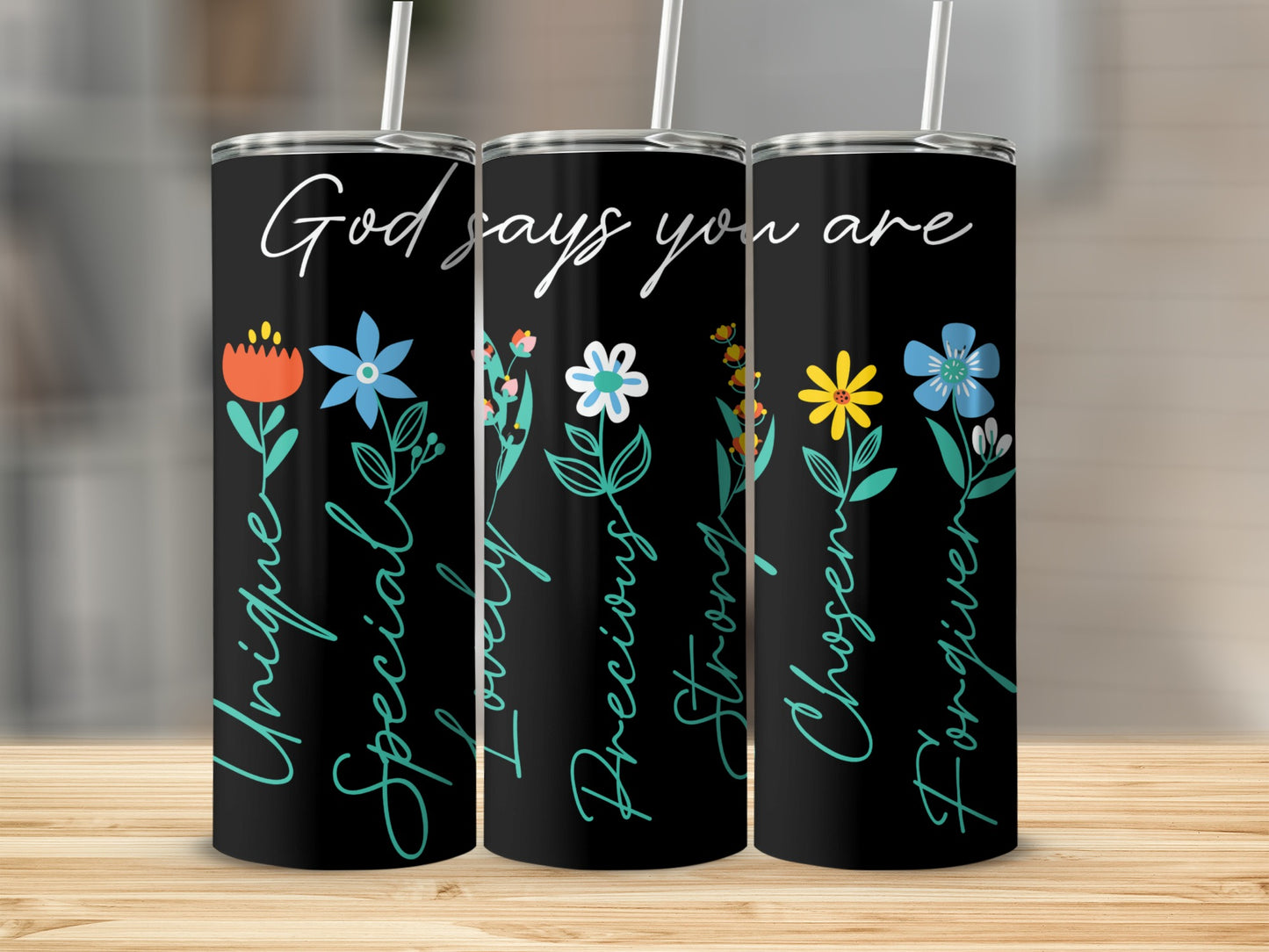 Inspirational Floral Design God Says Quote Tumbler