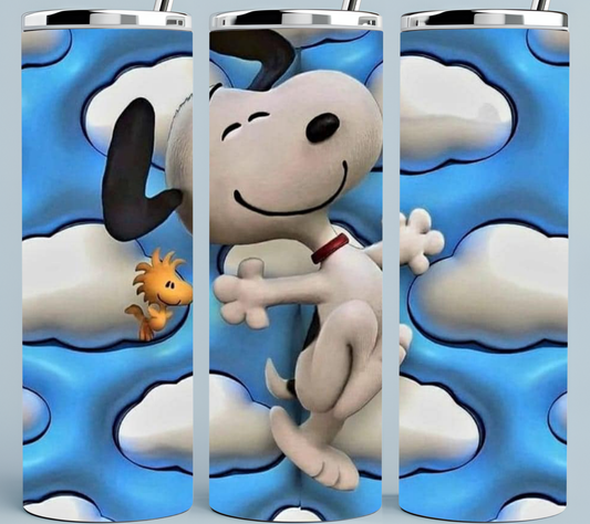 Snoopy 3D Tumbler with clouds and blue