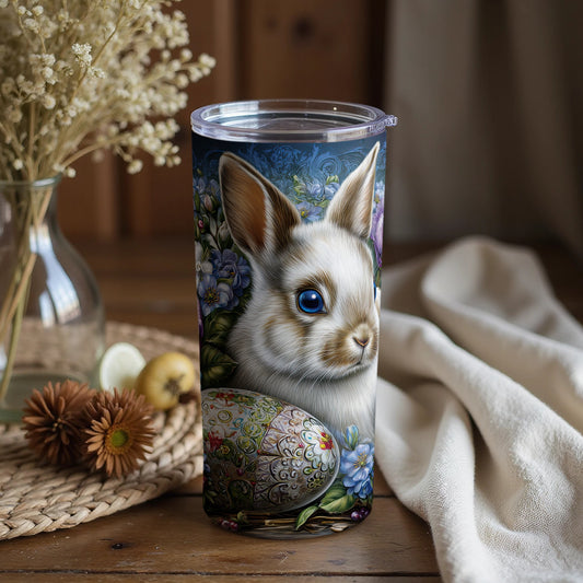 Adorable Easter Bunny with Decorative Egg Tumbler