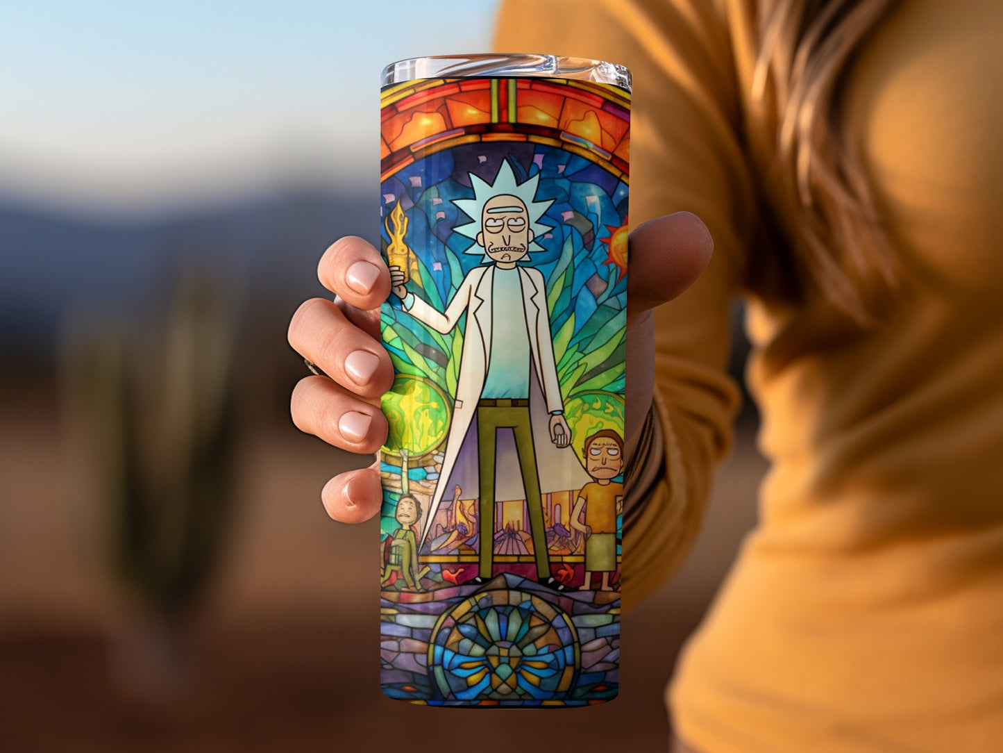 Colorful Stained Glass Style Cartoon Character Tumbler