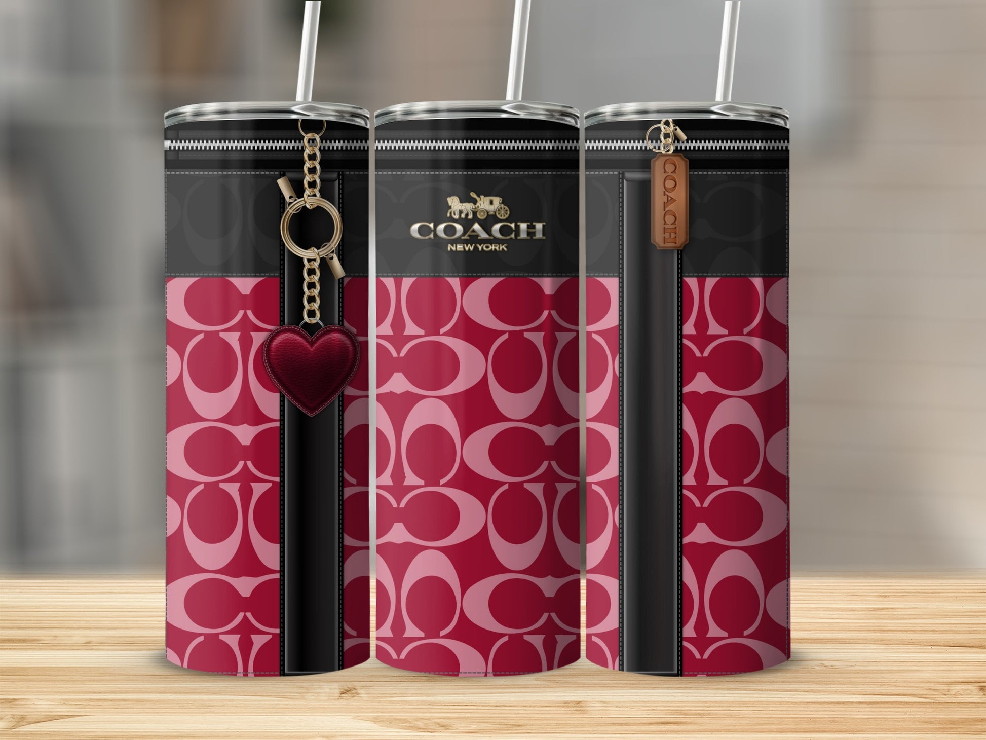 Coach New York Black and Red Patterned Tumbler
