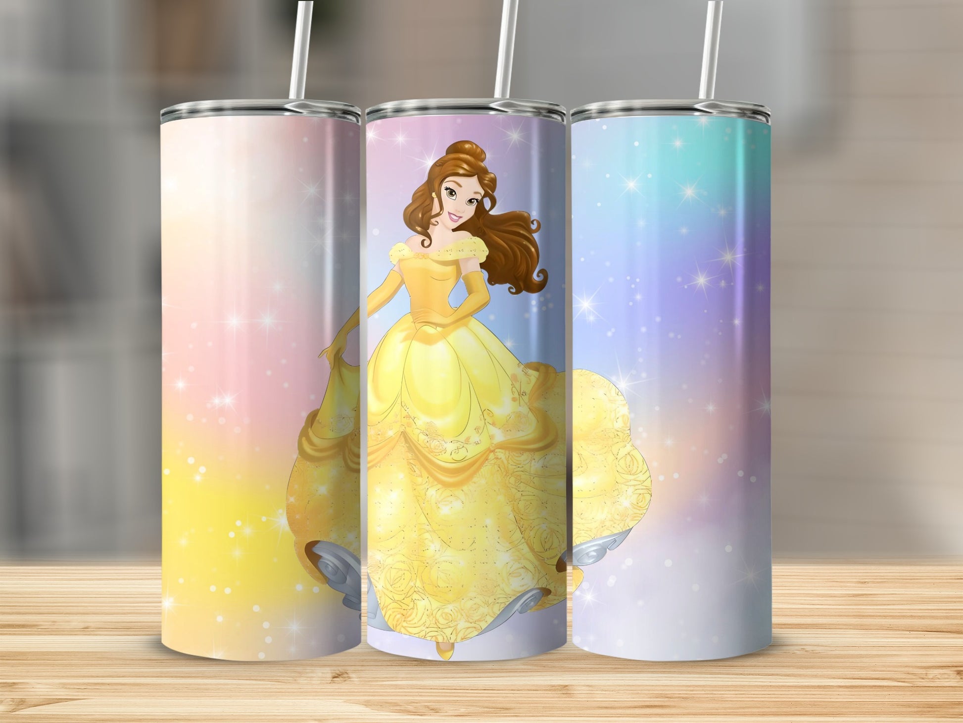 Elegant Princess Theme Tumbler with Straw Accessory