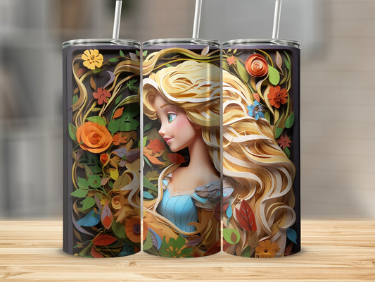 Vibrant Floral Art Insulated Tumbler with Fantasy Design