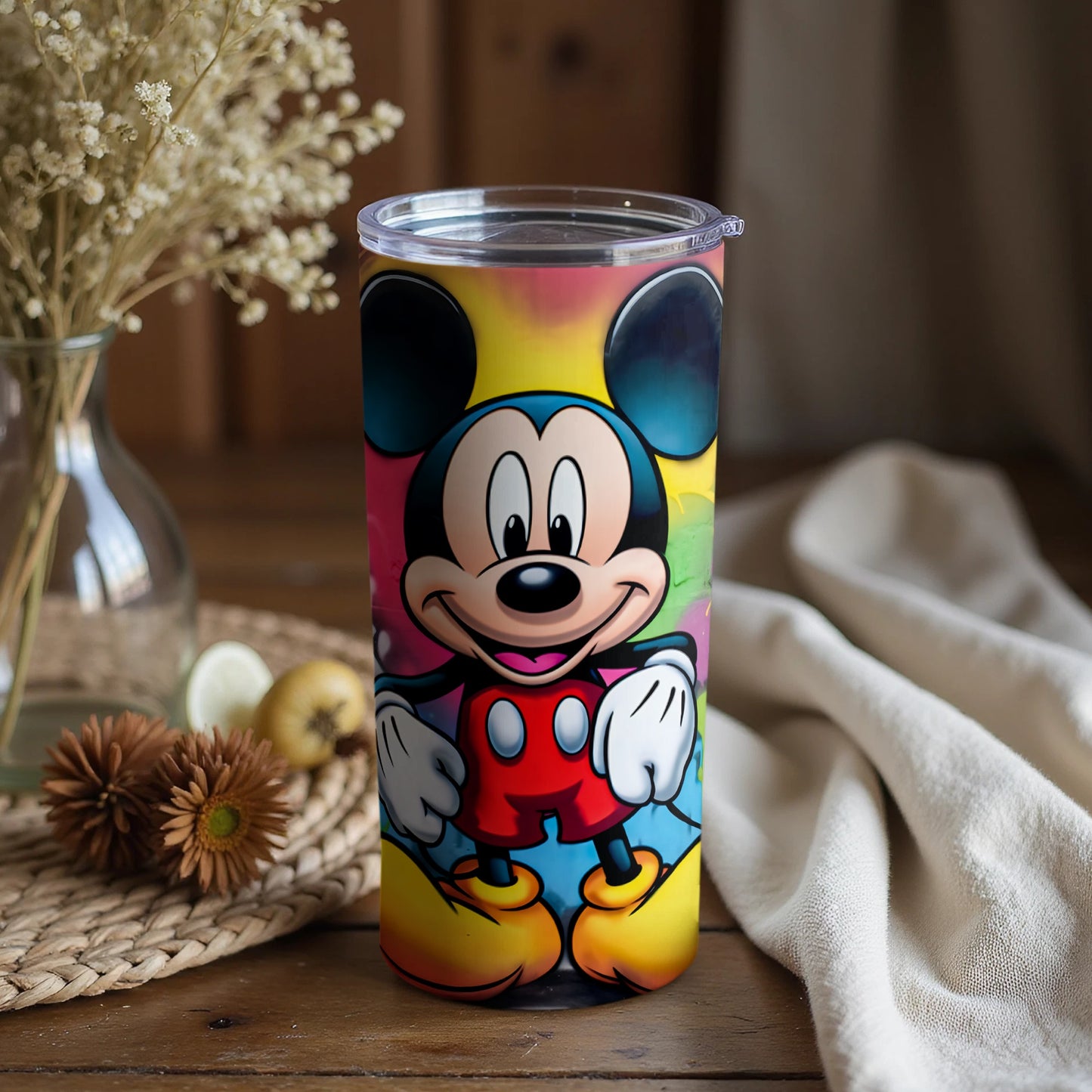 Colorful Cartoon Character Tumbler with Lid for Beverages