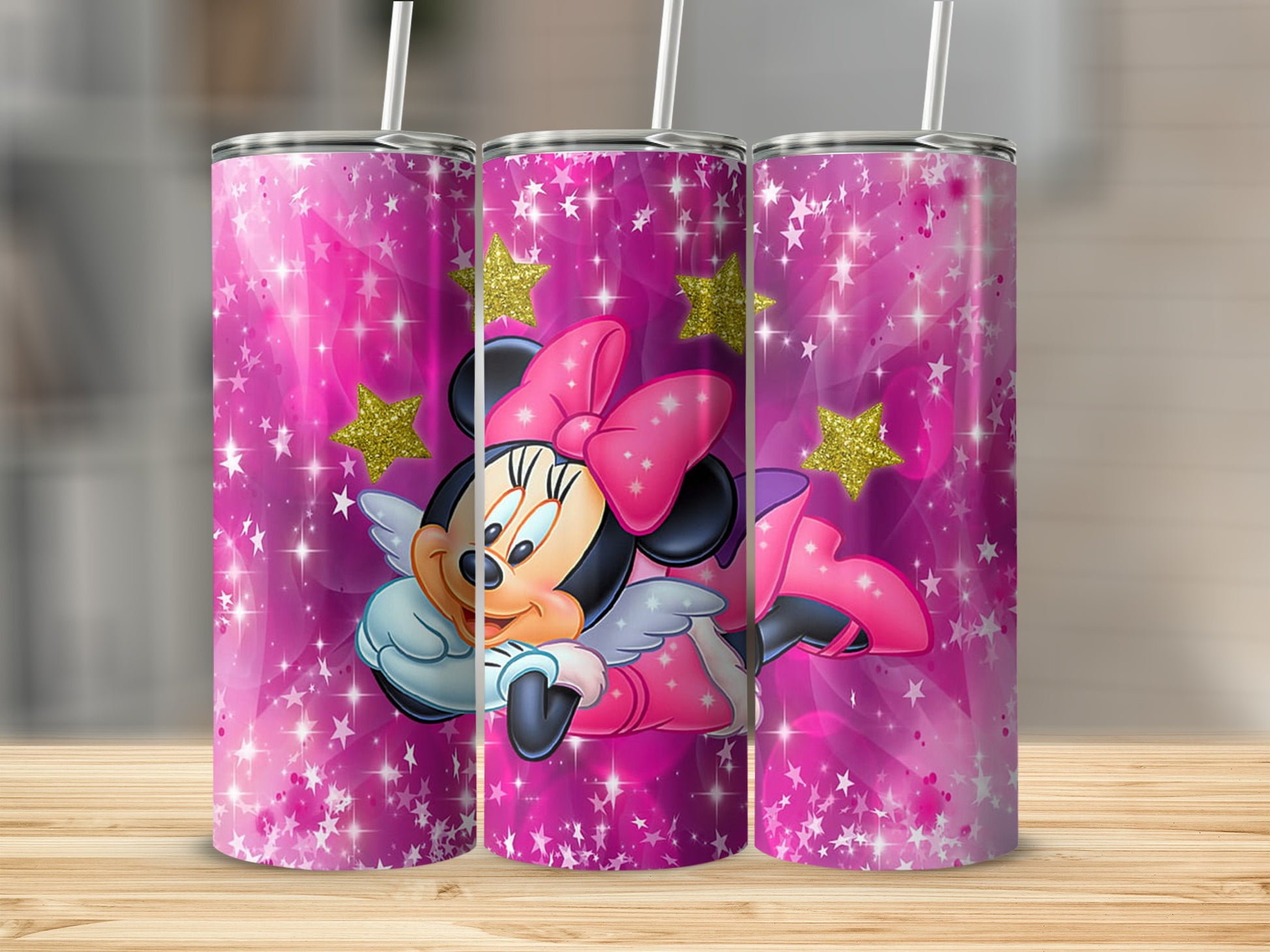 Pink Sparkling Character Tumbler Cup with Straw