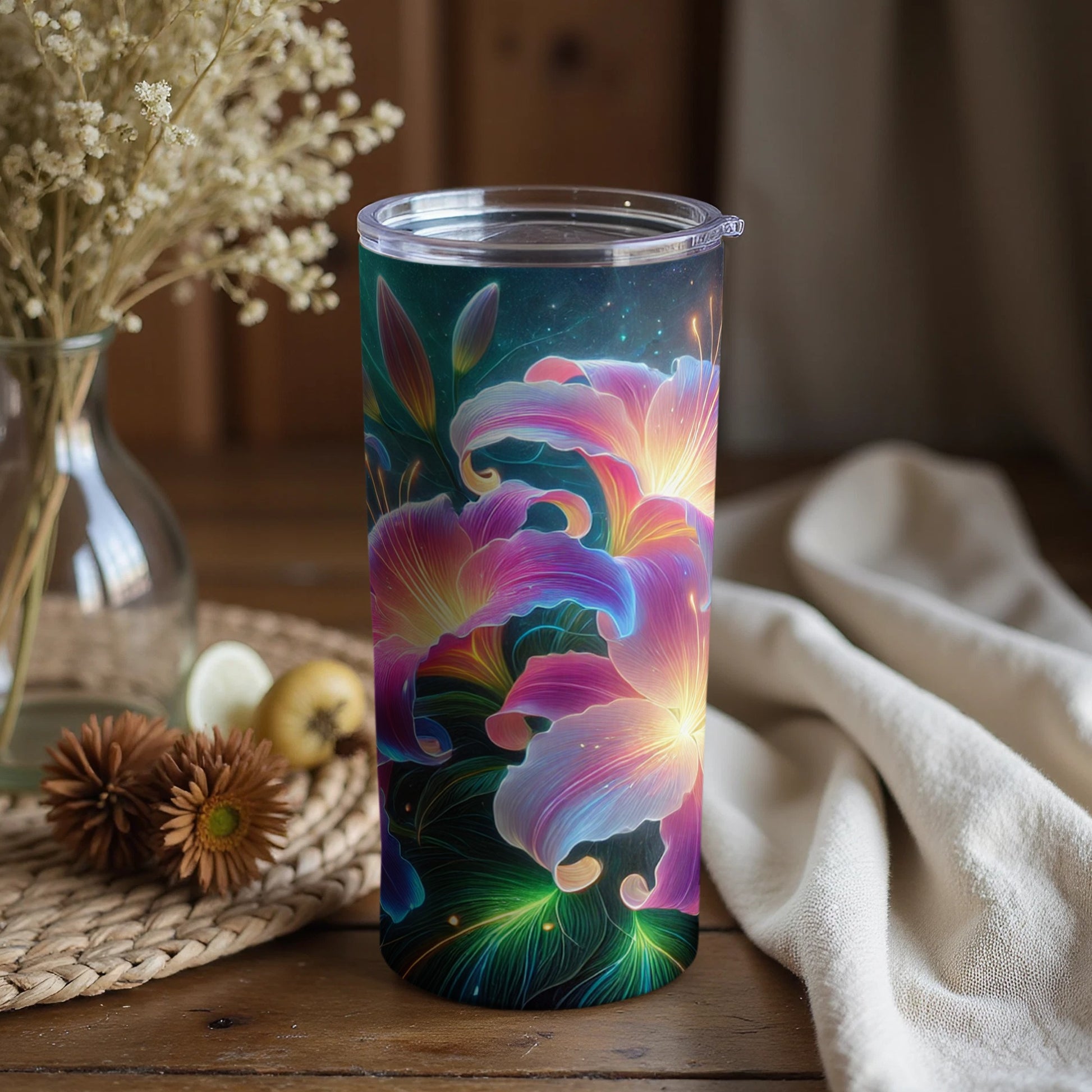 Stunning Floral Design Insulated Travel Tumbler
