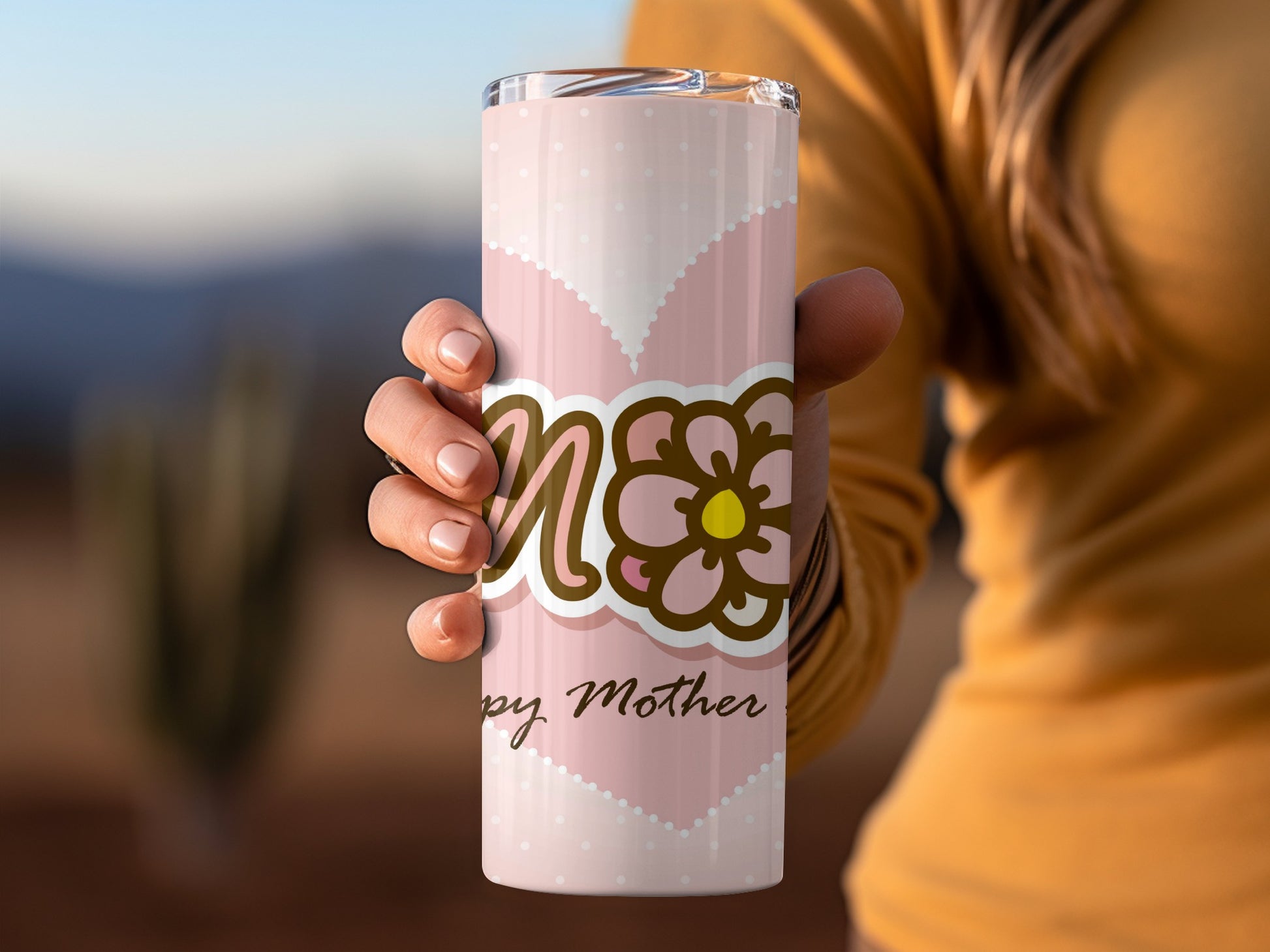 Pink Happy Mother Day Floral Insulated Tumbler Cup